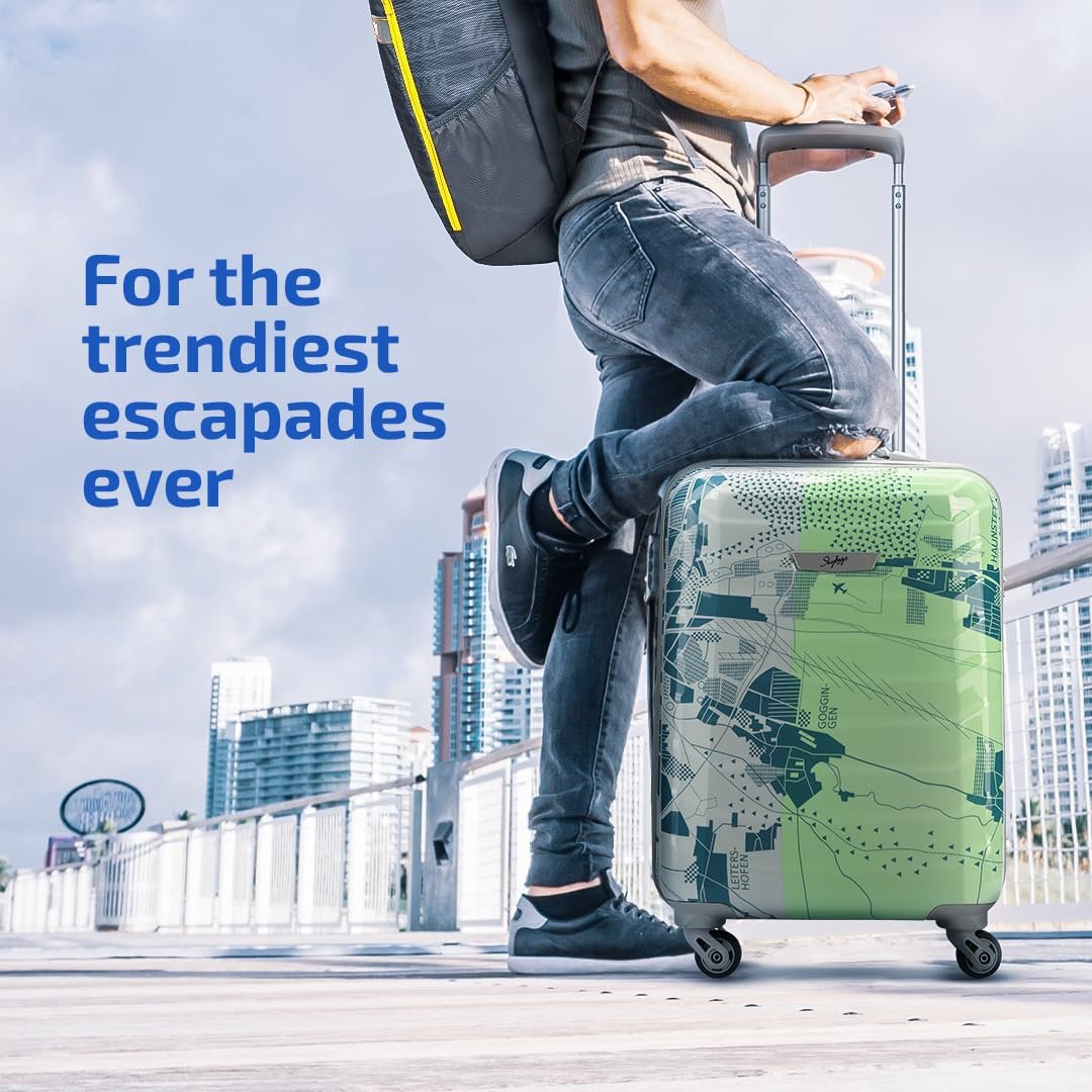 Skybags Tooper Set of 3 (Cabin Medium?) Hard Luggage (55? cm) | Polypropylene Luggage Trolley with 8 Spinner Wheels|Green|Unisex - View 5