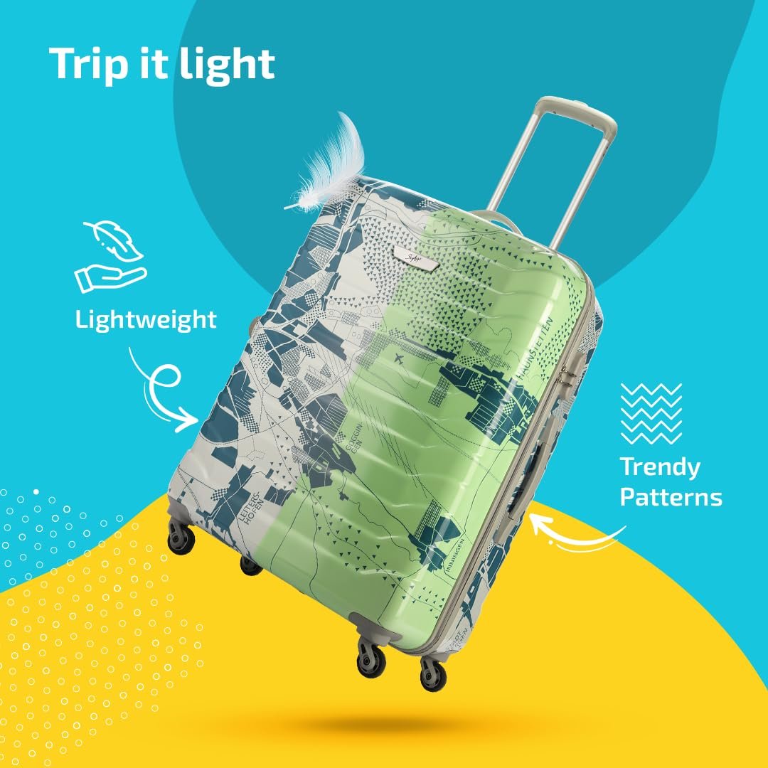 Skybags Tooper Set of 3 (Cabin Medium?) Hard Luggage (55? cm) | Polypropylene Luggage Trolley with 8 Spinner Wheels|Green|Unisex - View 4