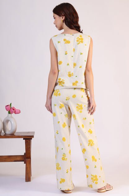 Floral Printed Rayon Top & Parallel Pant Co-Ord Set - View 2