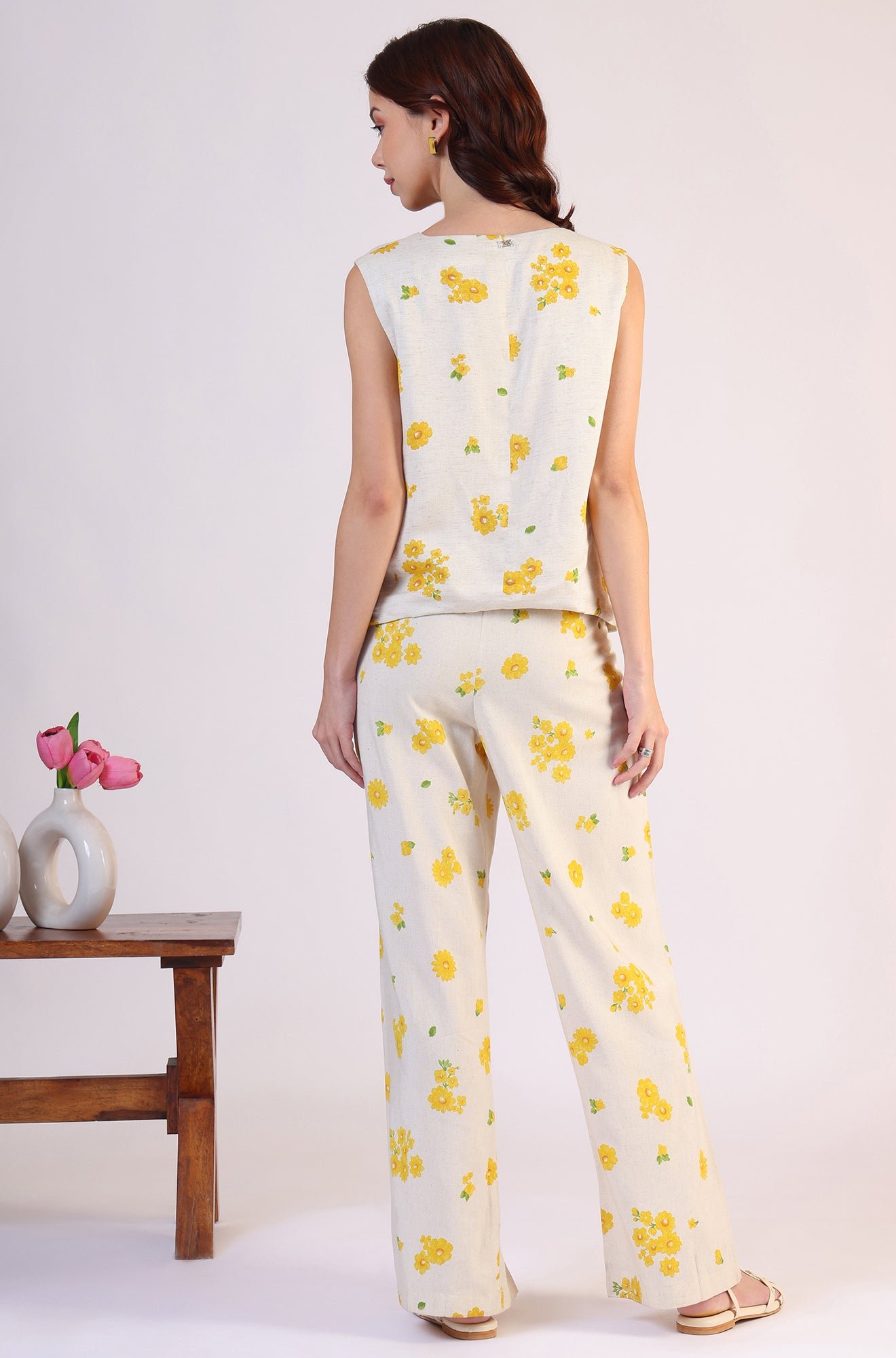 Floral Printed Rayon Top & Parallel Pant Co-Ord Set - View 5