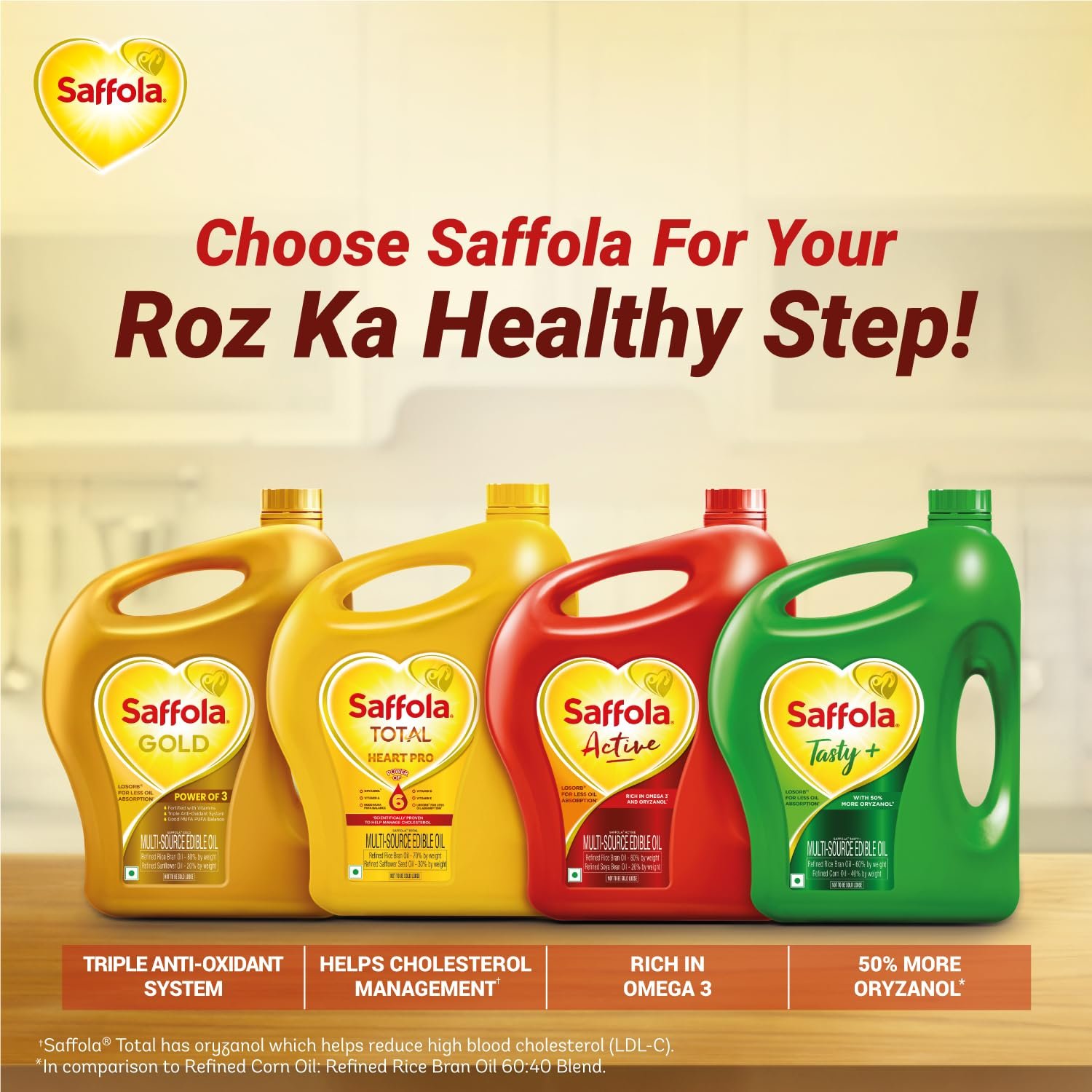 5 Litre Jar Free 1 Litre Pouch Saffola Gold Refined Cooking oil | Blended of Rice Bran & Sunflower oil - View 3