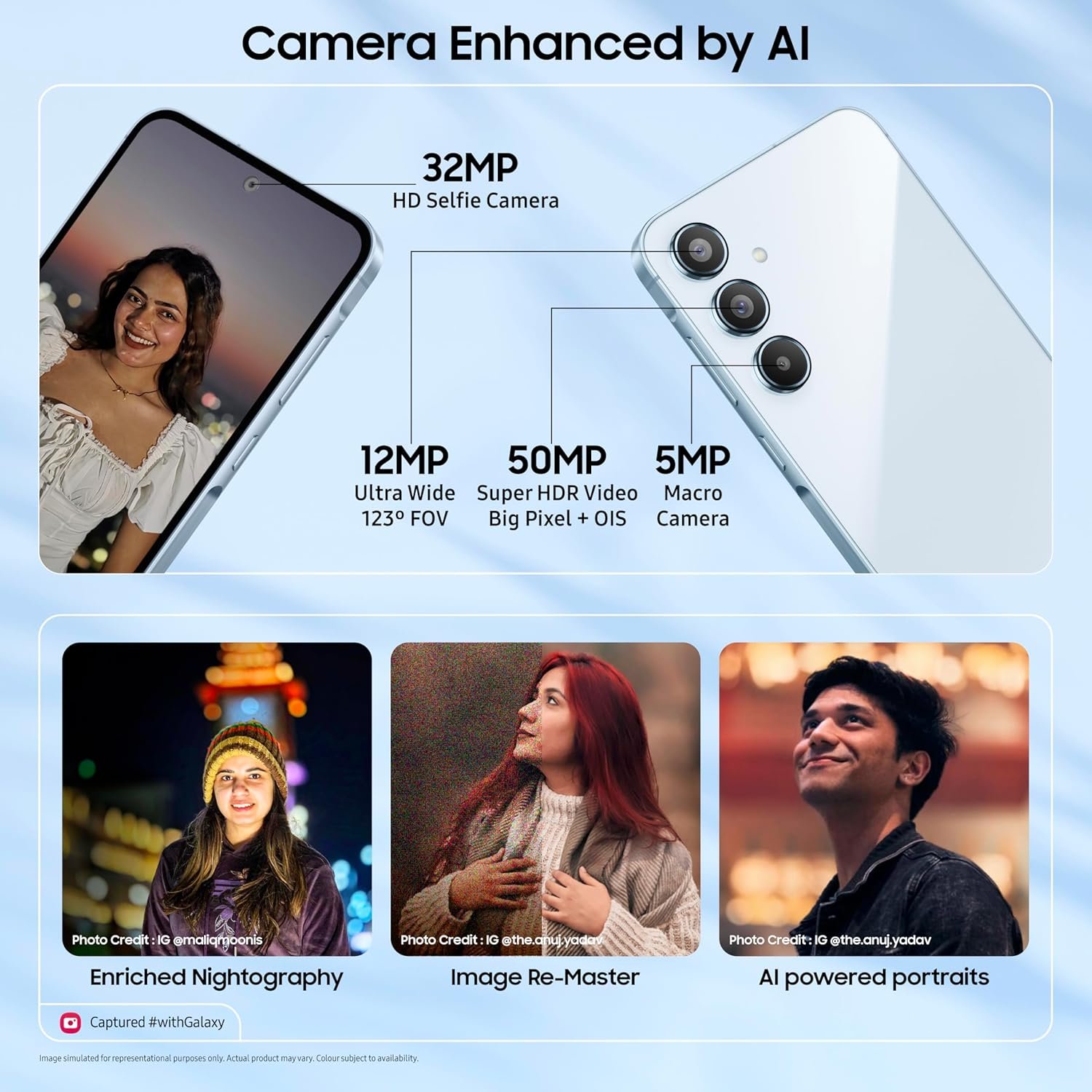 Samsung Galaxy A55 5G (Awesome Iceblue, 8GB RAM, 256GB Storage) | AI | Metal Frame | 50 MP Main Camera (OIS) | Super HDR Video| Nightography | IP67 | Corning Gorilla Glass Victus | sAMOLED Display - View 5